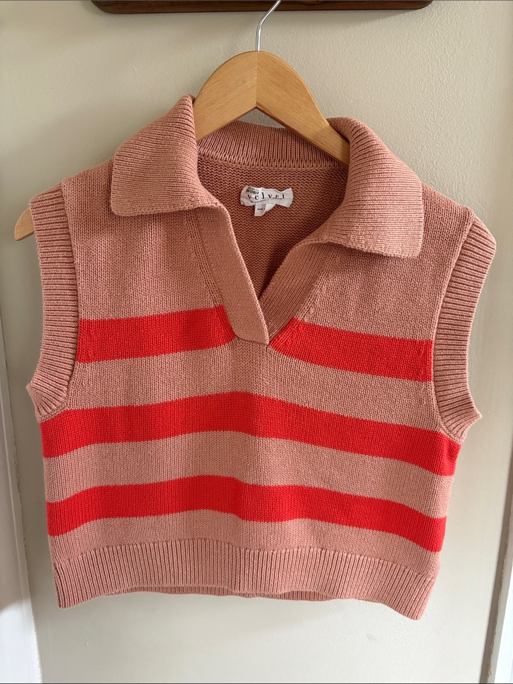 Velvet by Graham and Spencer Marietta Collared Popover sweater vest  striped
